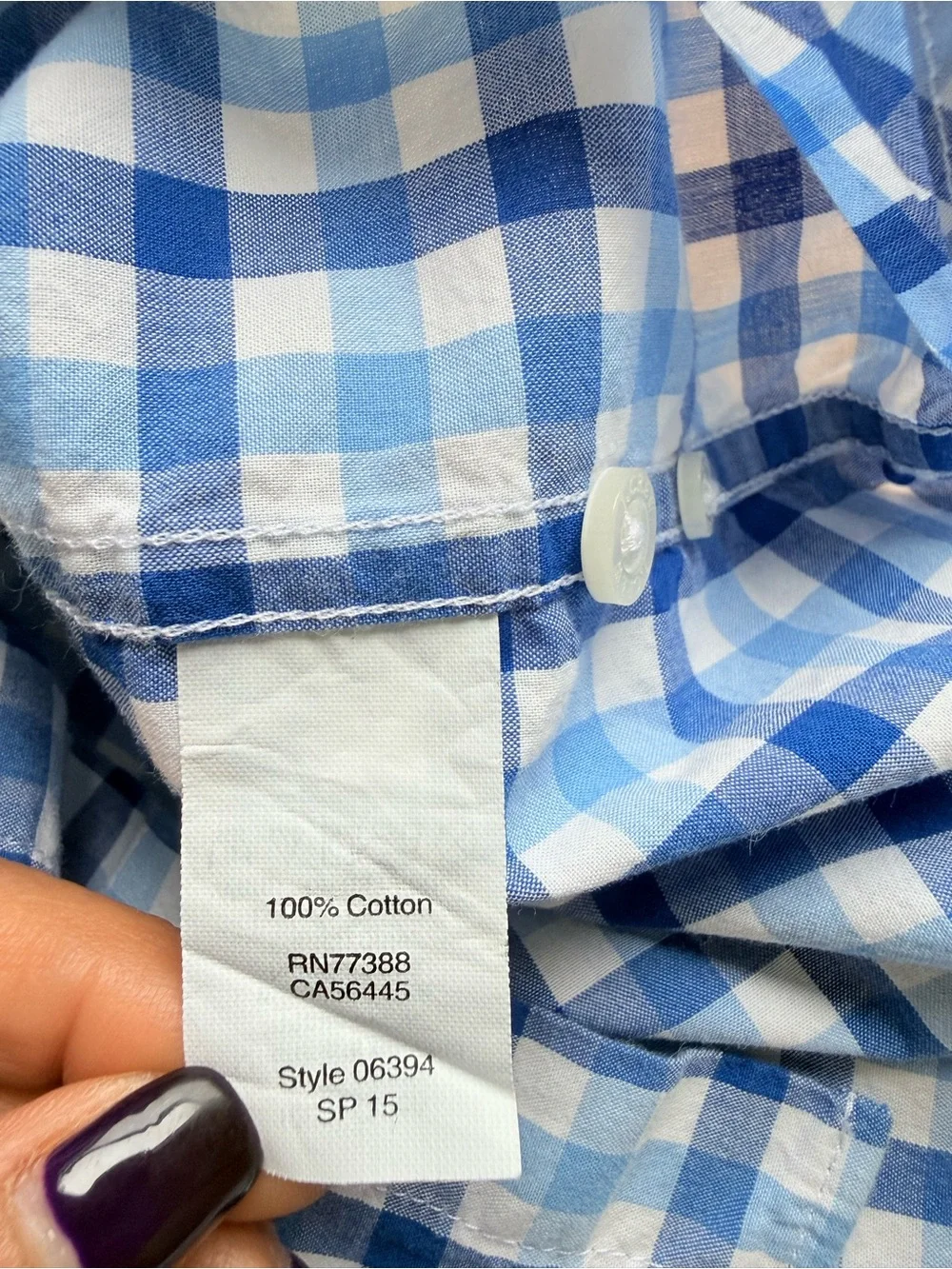 J. Crew Men’s Blue and White Checked‎ Button-Down Shirt M